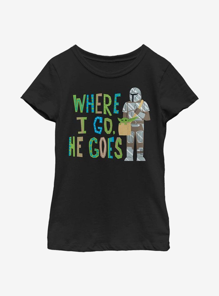 Star Wars The Mandalorian Child I Go He Goes Youth Girls T-Shirt