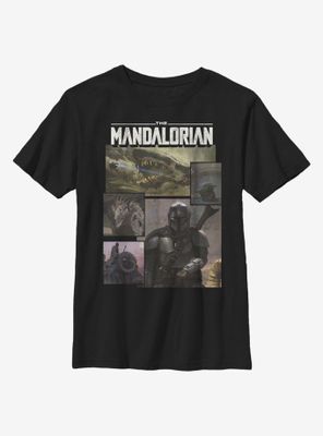 Star Wars The Mandalorian Square Panels Youth T-Shirt