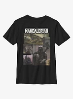 Star Wars The Mandalorian Square Panels Youth T-Shirt