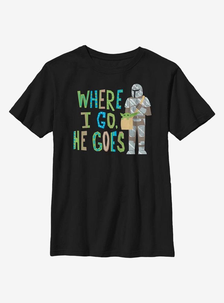 Star Wars The Mandalorian Child I Go He Goes Youth T-Shirt