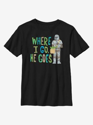 Star Wars The Mandalorian Child I Go He Goes Youth T-Shirt