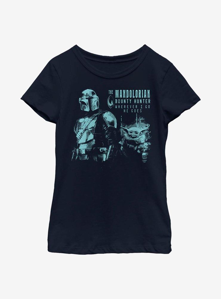 Star Wars The Mandalorian Child Wherever He Goes Youth Girls T-Shirt