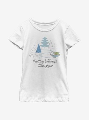 Star Wars The Mandalorian Child Rolling Through Snow Youth Girls T-Shirt