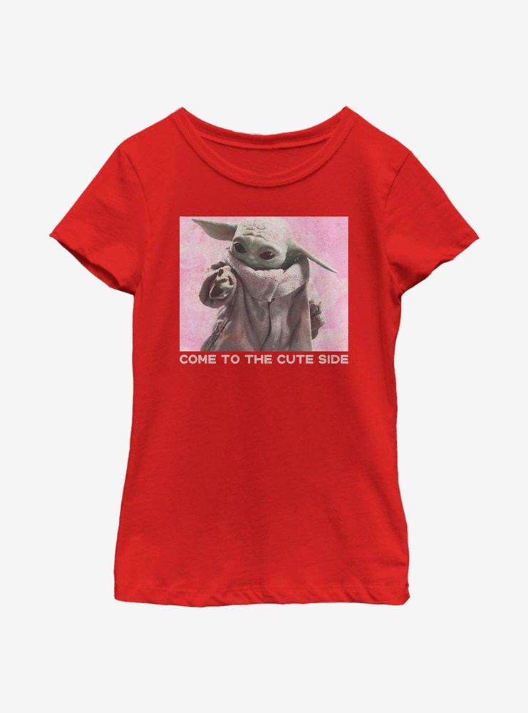Star Wars The Mandalorian Child Cute Side Reach Youth Girls T-Shirt