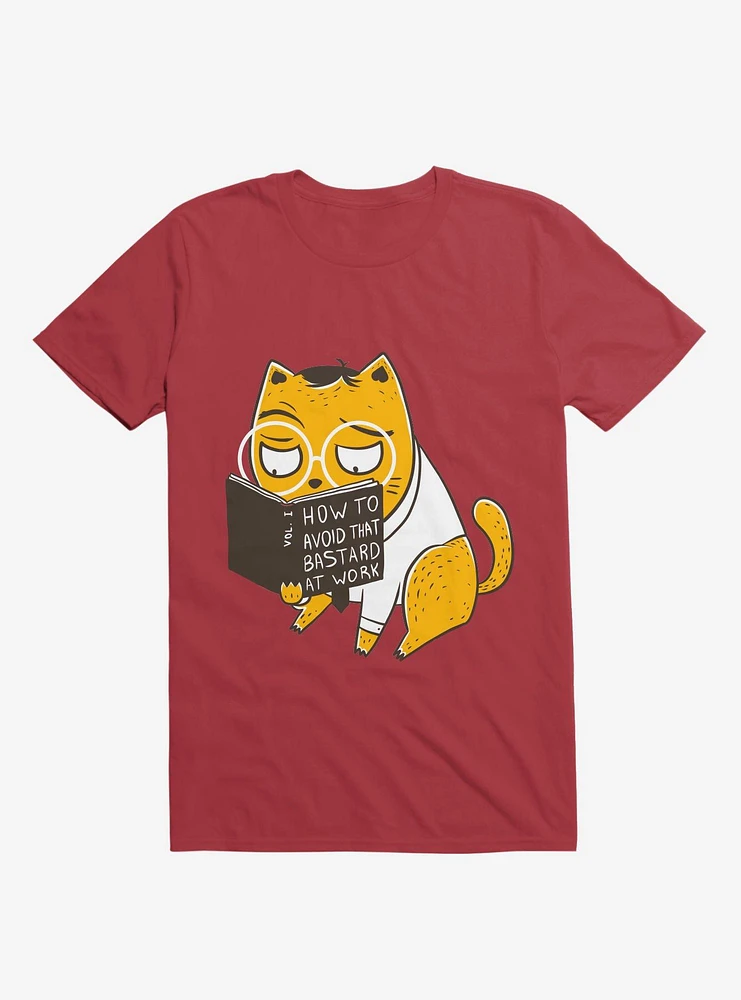 Avoid That Bastard at Work Cat Red T-Shirt