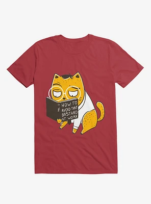 Avoid That Bastard at Work Cat Red T-Shirt