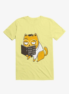 Avoid That Bastard At Work Cat Corn Silk Yellow T-Shirt