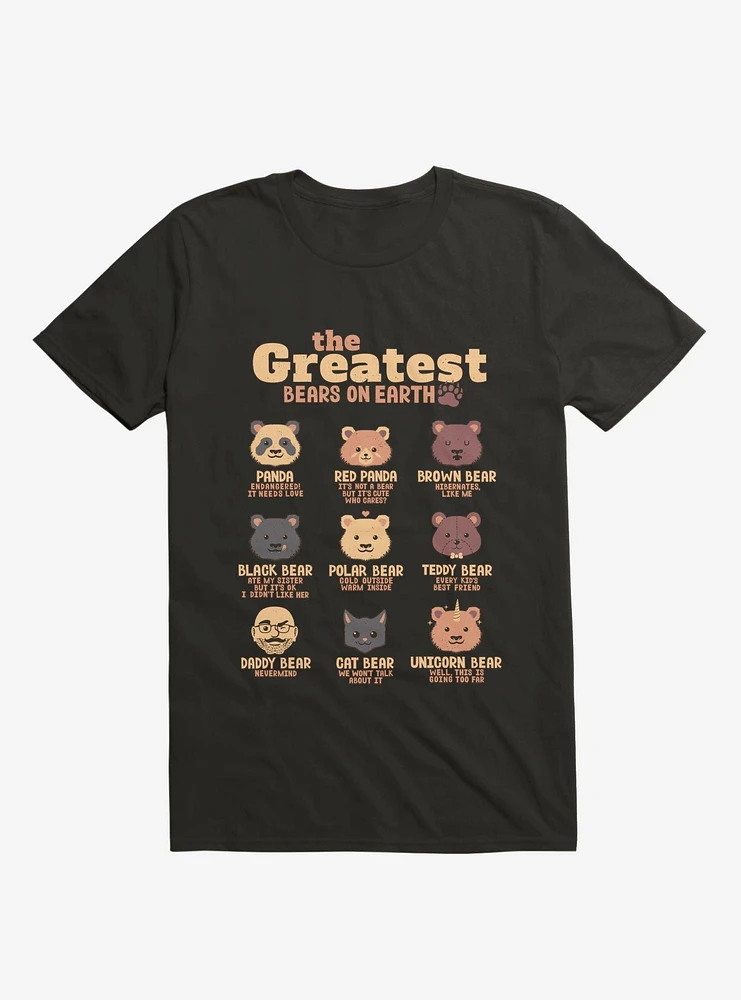 Greatest Bears Daddy Black T-Shirt