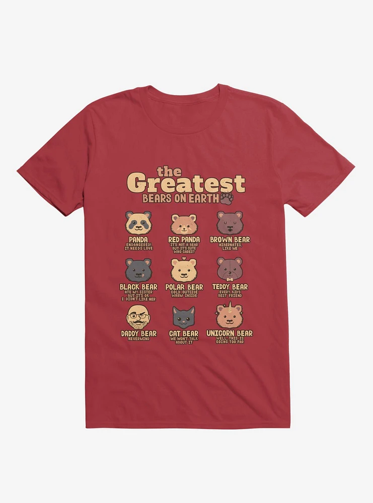 Greatest Bears Daddy Red T-Shirt