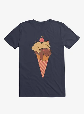 Ice Cream Bears Summer Navy Blue T-Shirt