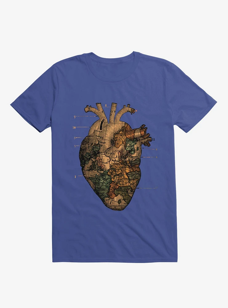 I'll Find You Heart World Map Royal Blue T-Shirt