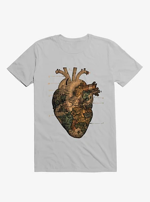 I'll Find You Heart World Map Ice Grey T-Shirt