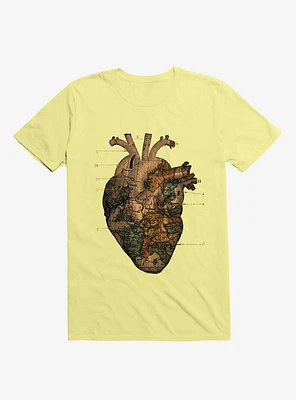 I'll Find You Heart World Map Corn Silk Yellow T-Shirt