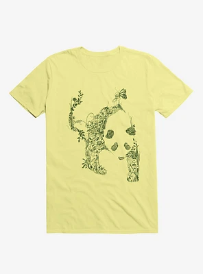 Sketch Of Nature Panda Corn Silk Yellow T-Shirt
