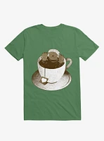 Monday Bath Sloth Coffee Kelly Green T-Shirt