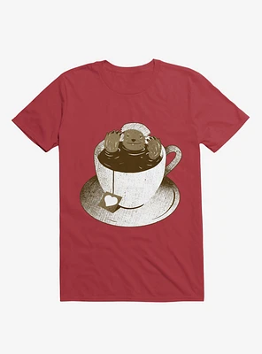 Monday Bath Sloth Coffee Red T-Shirt
