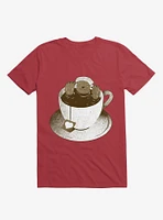 Monday Bath Sloth Coffee Red T-Shirt