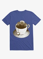 Monday Bath Sloth Coffee Royal Blue T-Shirt