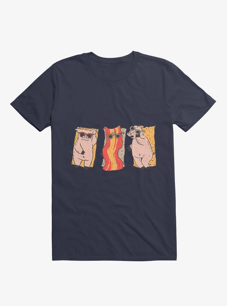 Sunscreen Pigs And Bacon Navy Blue T-Shirt