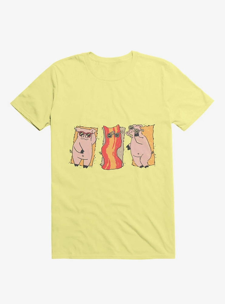 Sunscreen Pigs And Bacon Corn Silk Yellow T-Shirt