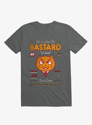 Avoid That Bastard At Work Cat Magazine Charcoal Grey T-Shirt