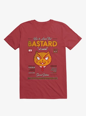 Avoid That Bastard At Work Cat Magazine Red T-Shirt