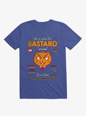 Avoid That Bastard At Work Cat Magazine Royal Blue T-Shirt