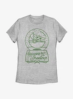 Star Wars The Mandalorian Child Greetings Outline Womens T-Shirt