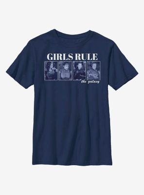Star Wars The Mandalorian Girls Rule Galaxy Youth T-Shirt