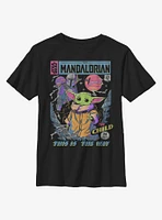 Star Wars The Mandalorian Child Neon Poster Youth T-Shirt