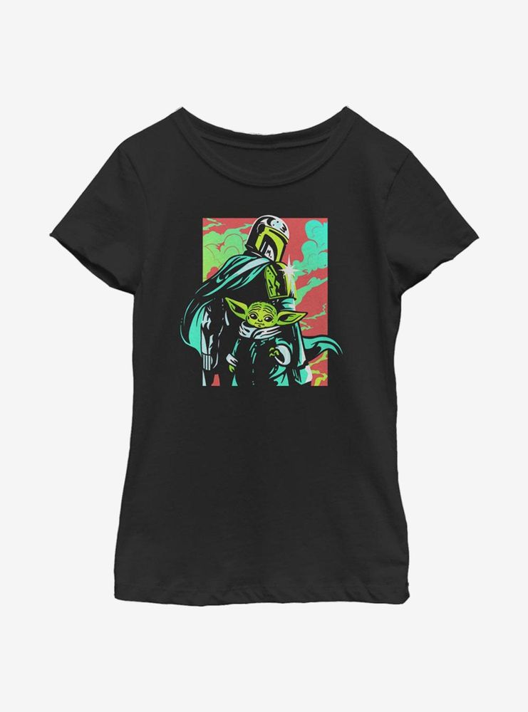 Star Wars The Mandalorian Child Neon Mando Youth Girls T-Shirt