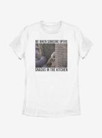 Star Wars The Mandalorian Child Hears Snacks Womens T-Shirt