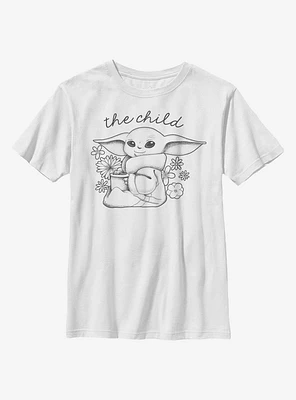 Star Wars The Mandalorian Flower Child Cute Youth T-Shirt