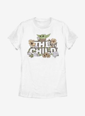 Star Wars The Mandalorian Child Vintage Flower Cute Womens T-Shirt