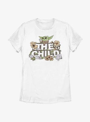 Star Wars The Mandalorian Child Vintage Flower Cute Womens T-Shirt