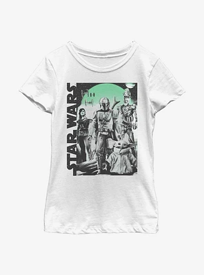 Star Wars The Mandalorian Group Poster Circle Youth Girls T-Shirt