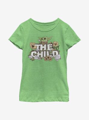 Star Wars The Mandalorian Child Vintage Flower Cute Youth Girls T-Shirt