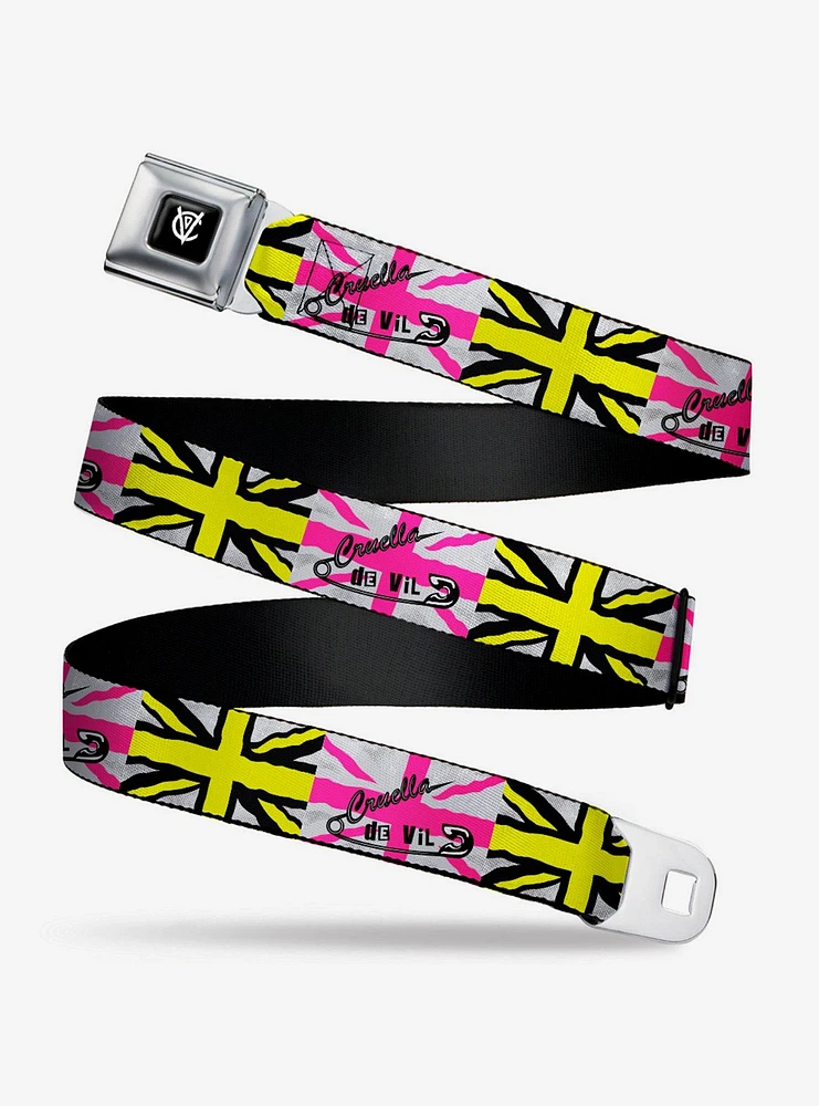 Disney Cruella de Vil Safety Pin Union Jack Seatbelt Belt