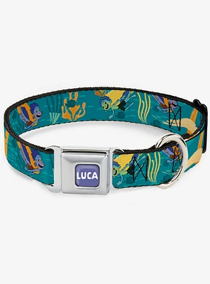 Luca and Alberto Sea Monsters Swimming Seatbelt Dog Collar