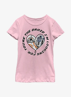 Star Wars: The Last Jedi You're Droid Heart Youth Girls T-Shirt