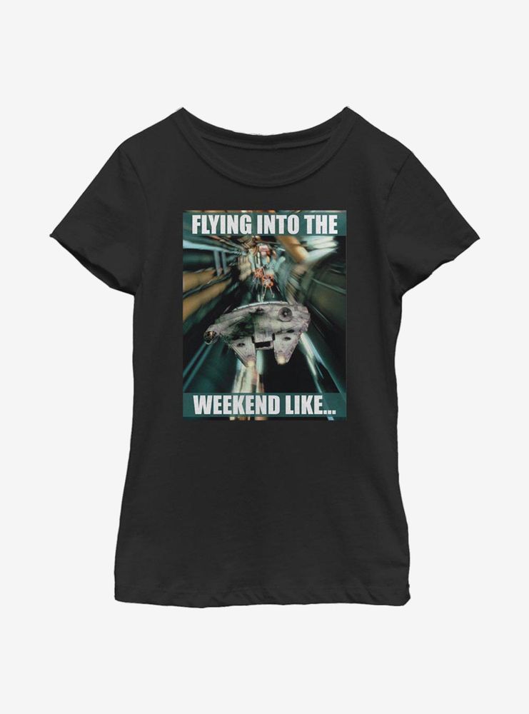 Star Wars Flying Into The Weekend Youth Girls T-Shirt