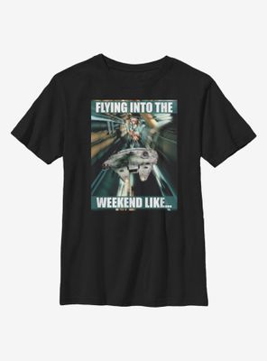 Star Wars Flying Into The Weekend Youth T-Shirt