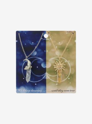 Sun & Moon Fauz Crystal Best Friend Necklace Set