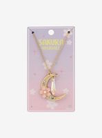Sakura Moon Crystal Pendant Necklace