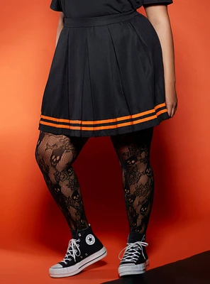 Black & Orange Pleated Cheer Skirt Plus