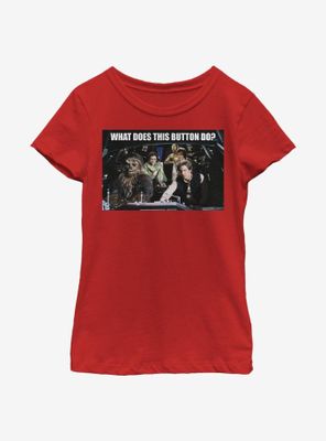 Star Wars Falcon What Does This Button Do? Youth Girls T-Shirt