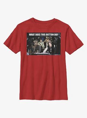 Star Wars Falcon What Does This Button Do? Youth T-Shirt
