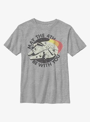 Star Wars May The 4th Be With You Retro Falcon Youth T-Shirt