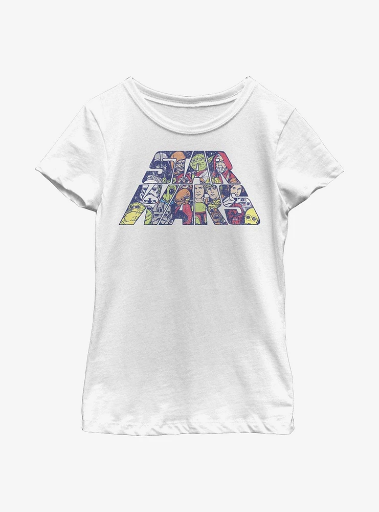 Star Wars Slant Characters Youth Girl T-Shirt