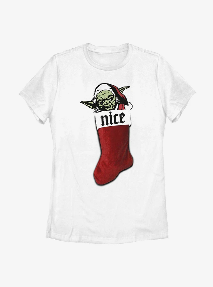 Star Wars Christmas Stocking Yoda Womens T-Shirt
